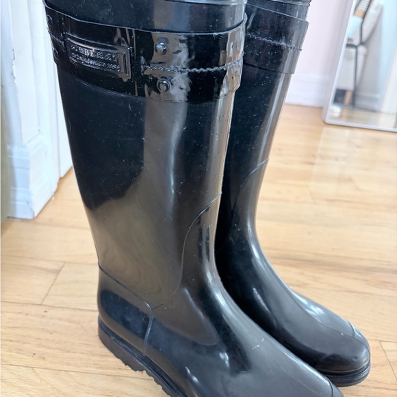 Burberry Black Plaid-Trim Rain Boots - Picture 2 of 8